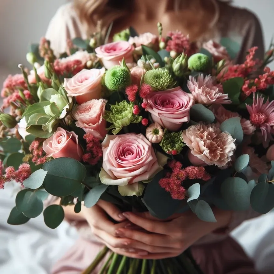 Bouquet vert et rose