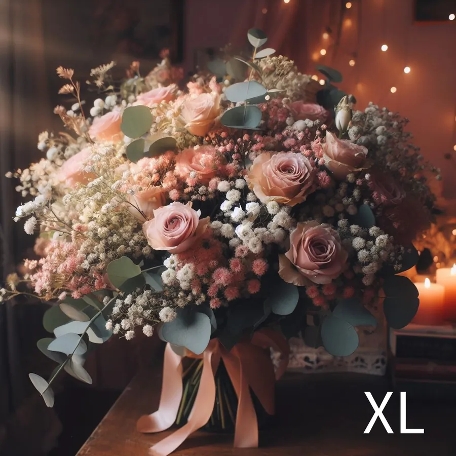 Bouquet champêtre avec roses et fleurs de saison — vue 2