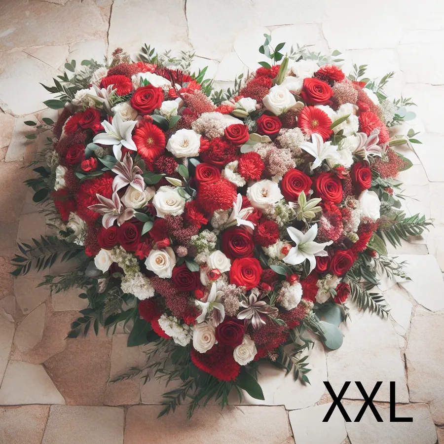 Cœur de deuil rouge et blanc — vue 2