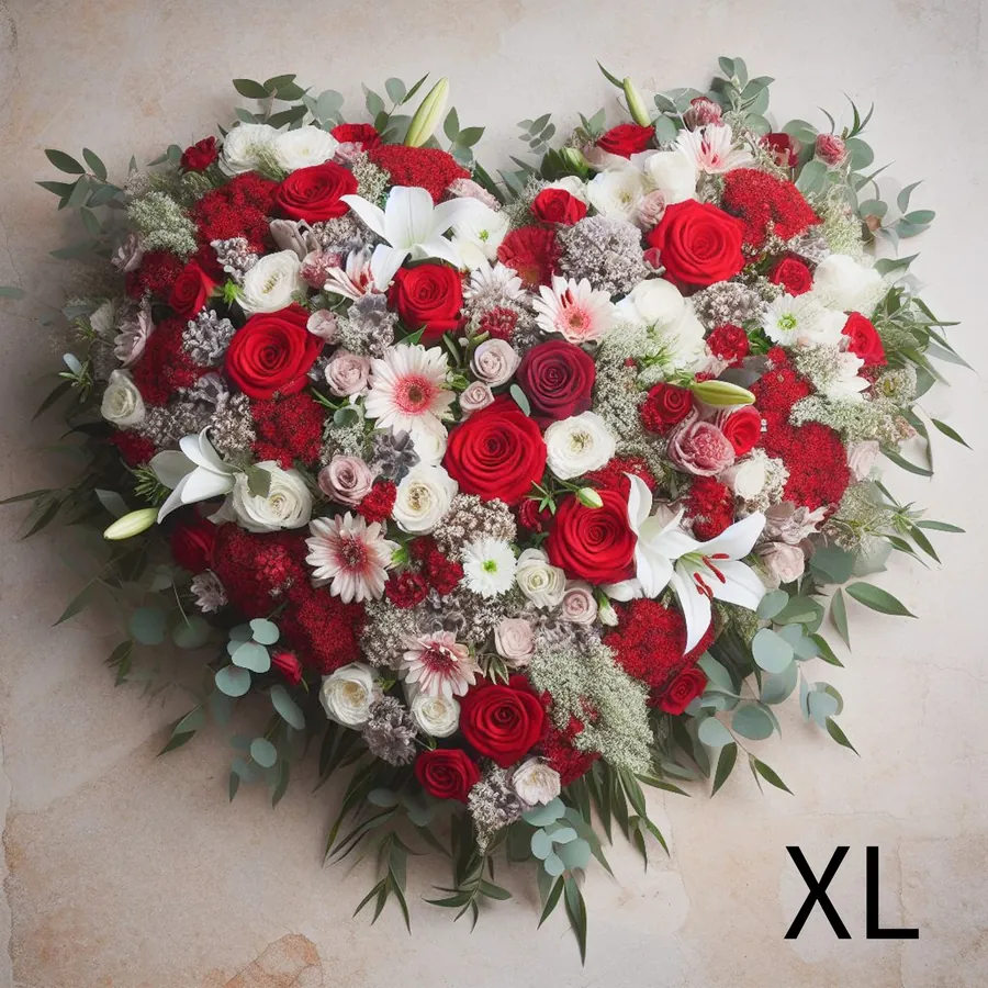 Cœur de deuil rouge et blanc — vue 3