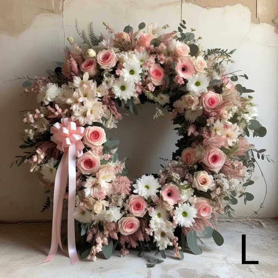 Coroa fúnebre branca e rosa — vue 2