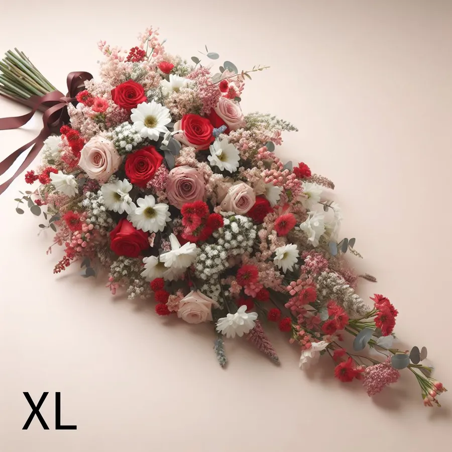 Gerbe de fleurs rouges et blanches pour deuil — vue 3