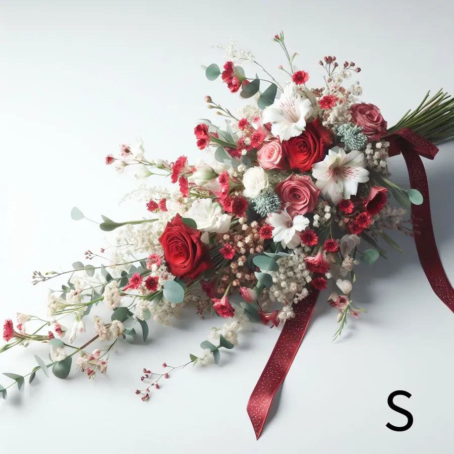 Gerbe de fleurs rouges et blanches pour deuil — vue 5