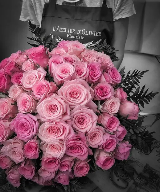 Bouquet de grandes roses de couleur rose haut de gamme (de 20 à 500 roses)